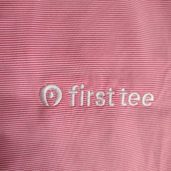FJ Footjoy Shirt Womens Medium Pink White Striped Golf Polo First Tee PGA TOUR - Picture 4 of 11